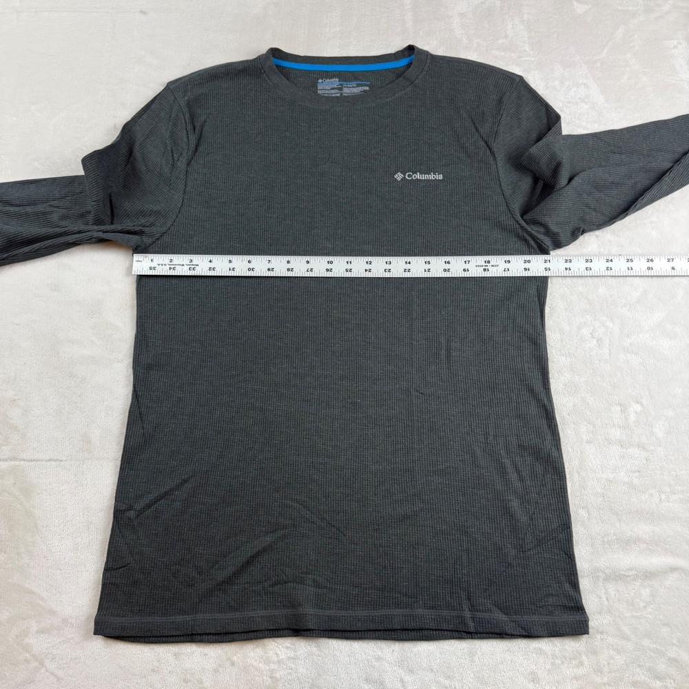 Columbia Waffle Knit Thermal Shirt Mens XL Gray Long Sleeve Crewneck Logo Trek - Picture 4 of 5